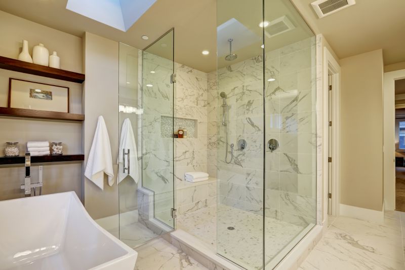 Shower with Recessed Shelves and LED Lighting